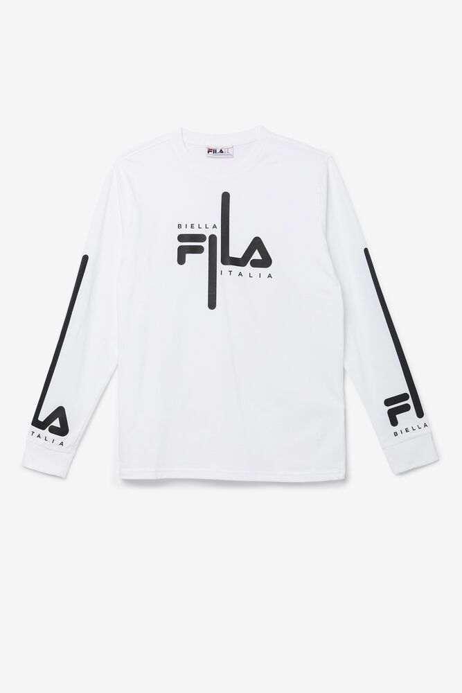 Fila T-Shirt Martino Long Sleeve Mens White - India GJO-257689